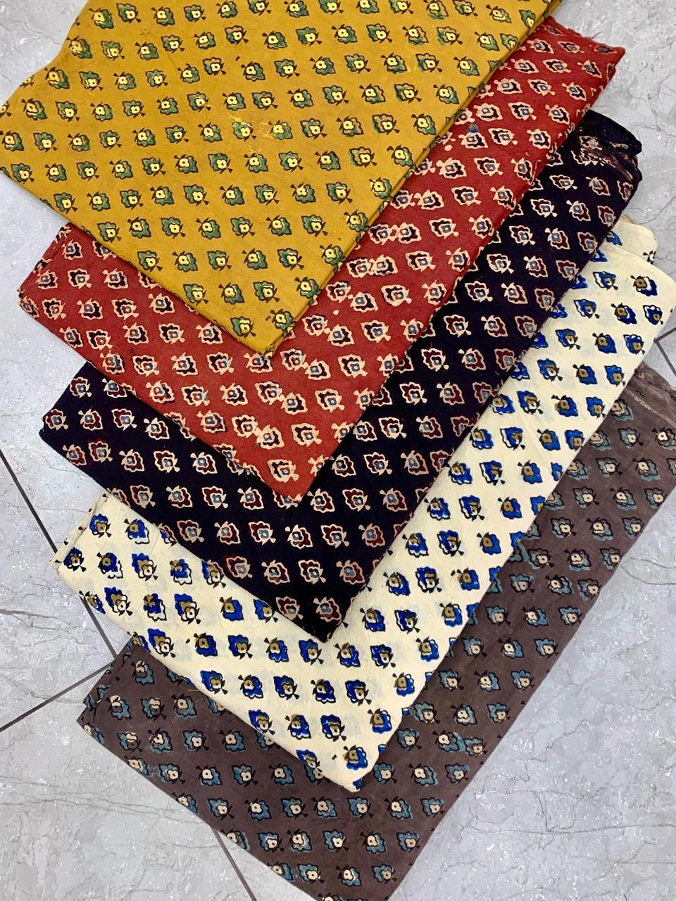 Ajrakh paisley jaal pattern handblock printed pure cotton fabric – artisan-made wholesale textile by Fabtexs